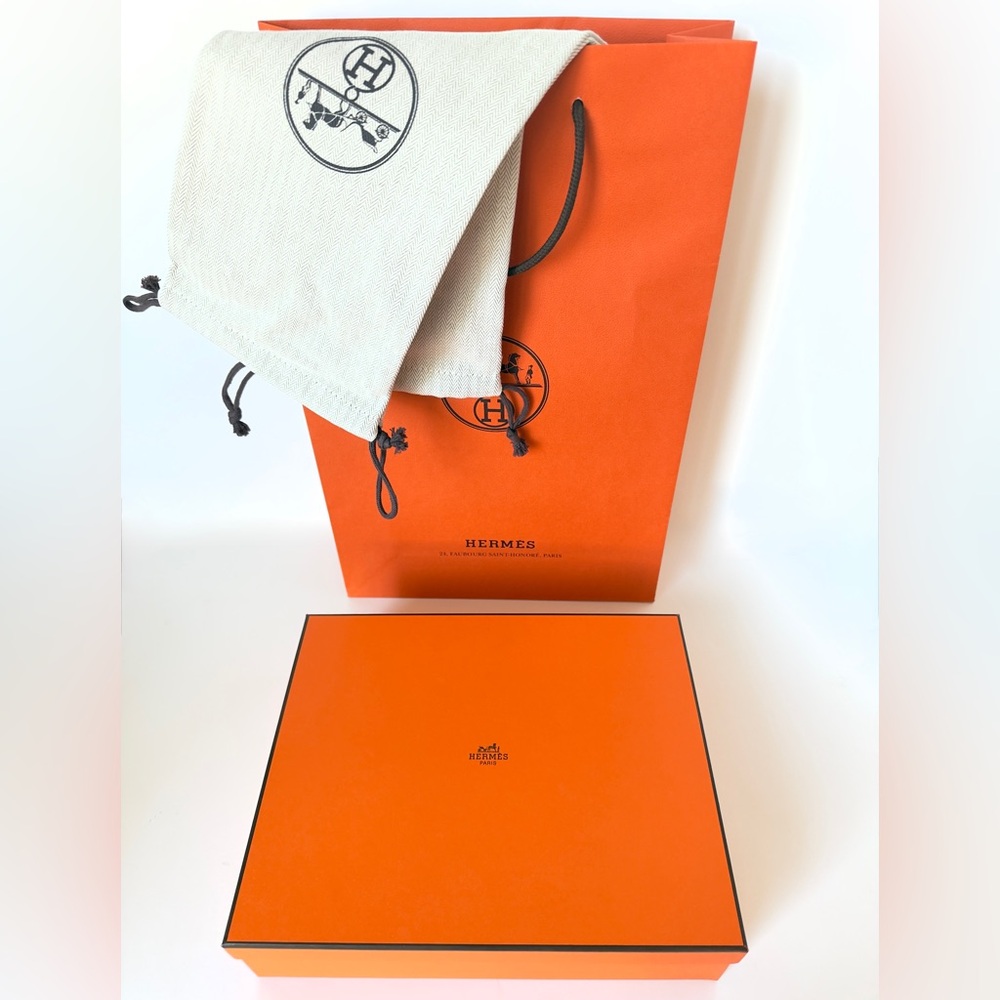 Hermès Signature Orange Gift Box, Shopping Bag & Two Dust Bags